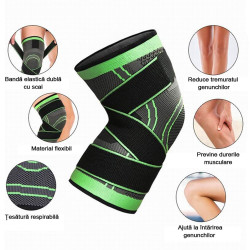 Set 2 Genunchiere Elastice Ajustabile Cu Bretele si Compresie